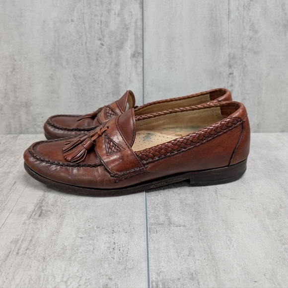 Allen Edmunds Maxfield Brown Moc Toe Tassel Mens Loafer Shoe Size 9.5 D - Picture 6 of 13